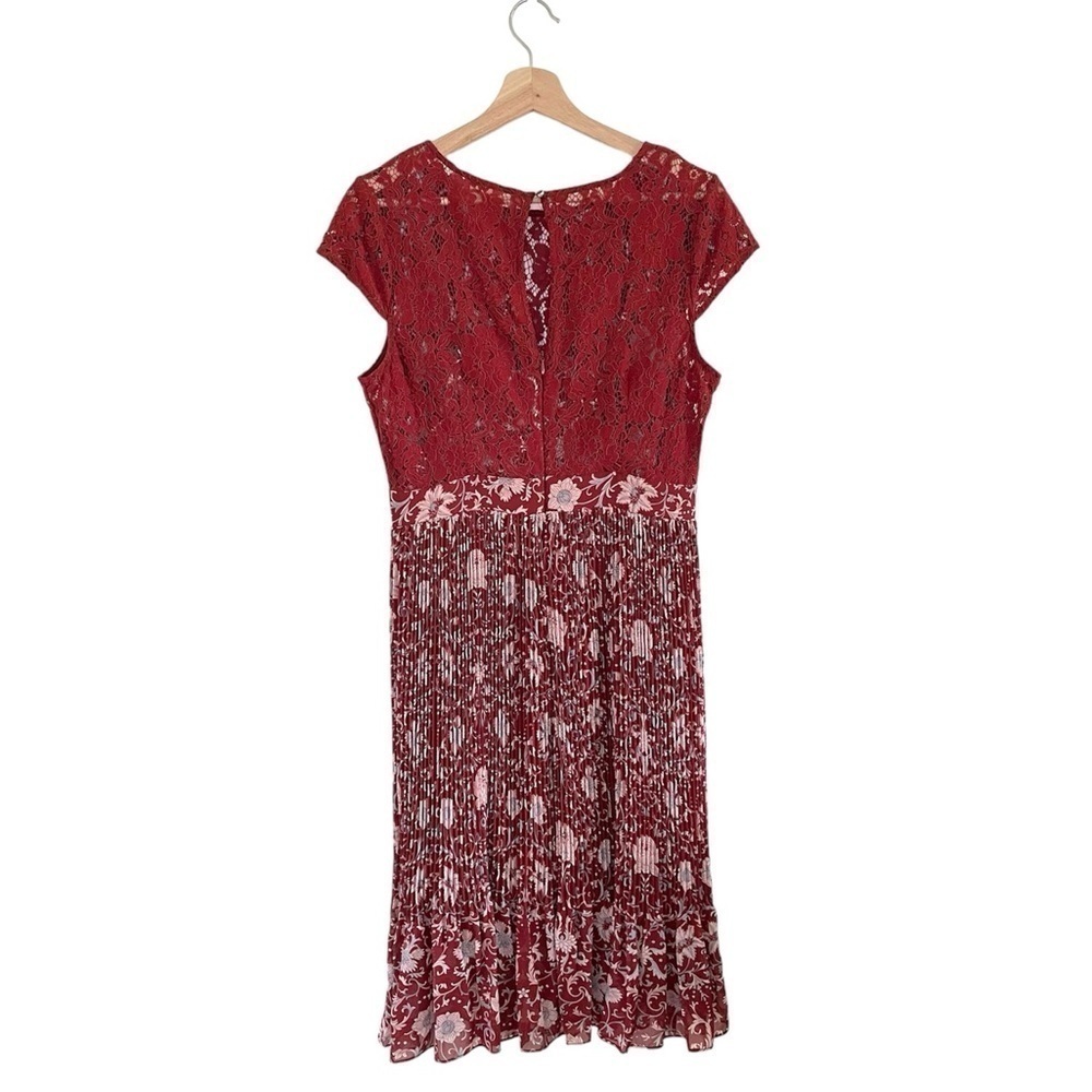 Anthropologie Plenty by Tracy Reese Arcadia Pleated Floral Midi Dress Crimson 8 - Picture 6 of 16